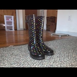 Polka dot rain boots